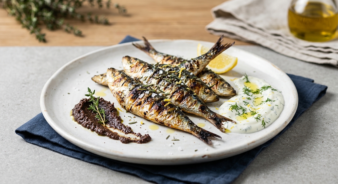 Sardines grillées, en noir et blanc par laurent mariotte