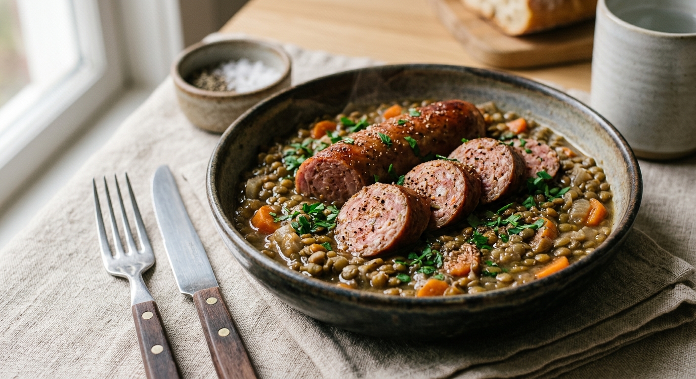 Saucisse de morteau aux lentilles