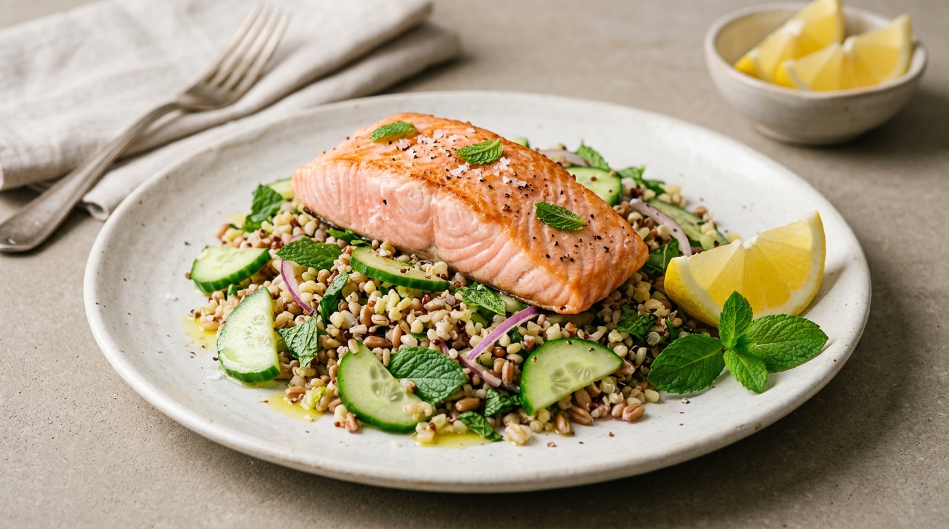 Saumon mi-cuit & salade citronnée