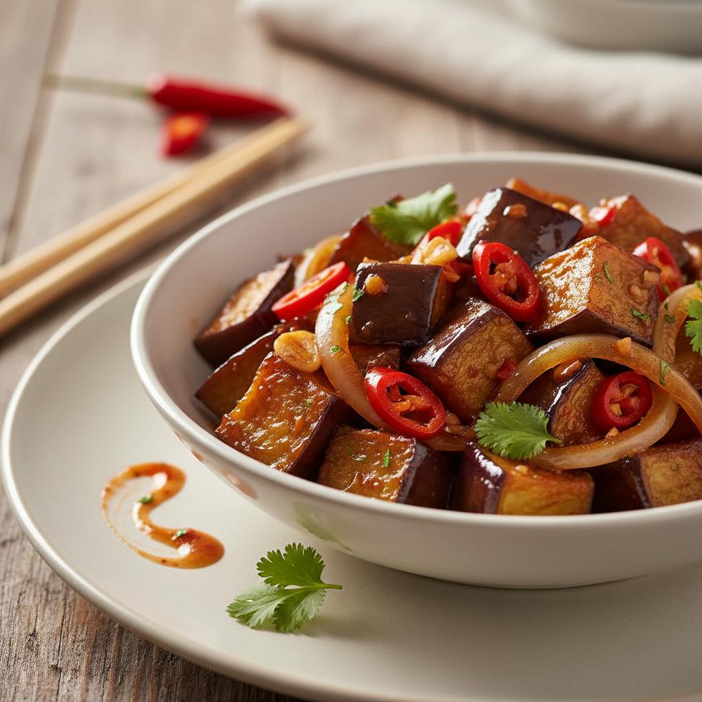 Sauté d'aubergines épicé