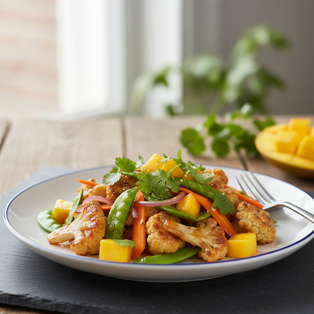 Sauté de chou-fleur aigre-doux et de coriandre