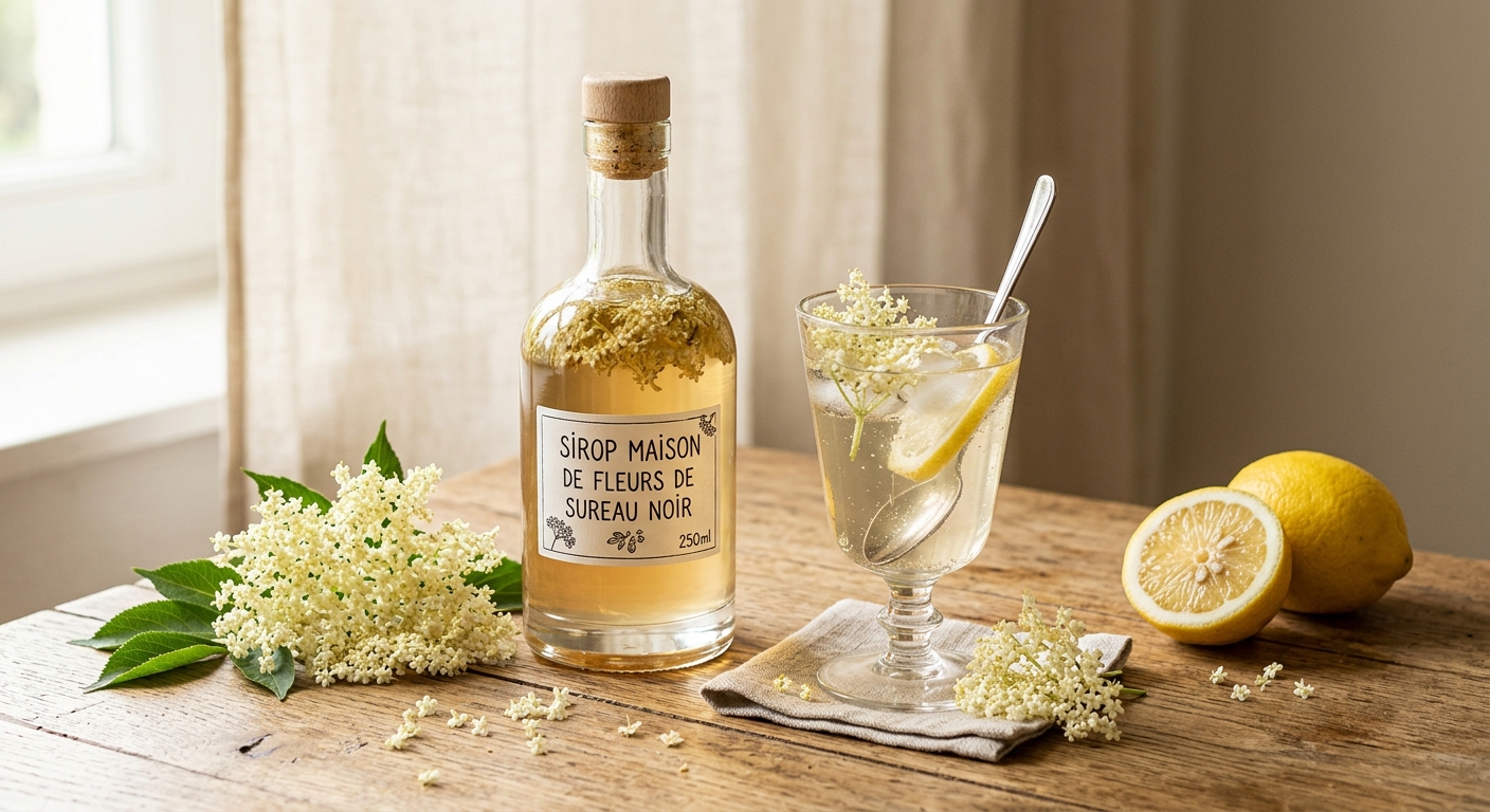 Sirop maison de fleurs de sureau noir