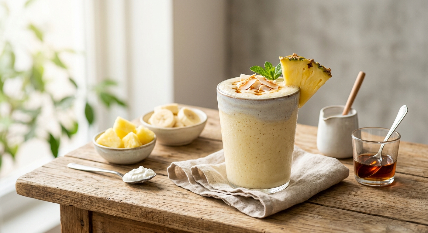 Smoothie ananas, banane, coco