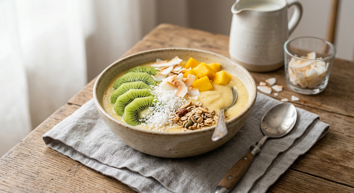 Smoothie bowl à la mangue, sans gluten