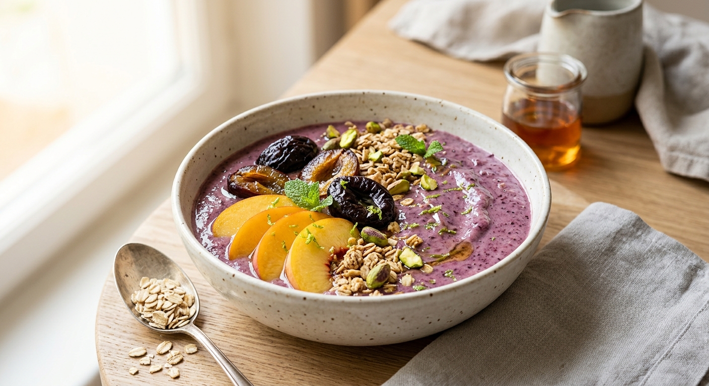 Smoothie bowl coloré aux Pruneaux d'Agen IGP