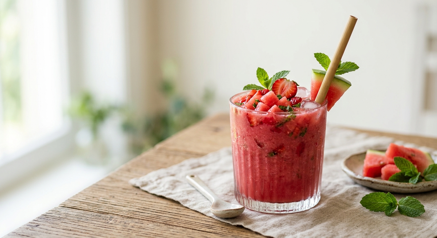 Smoothie pastèque fraise