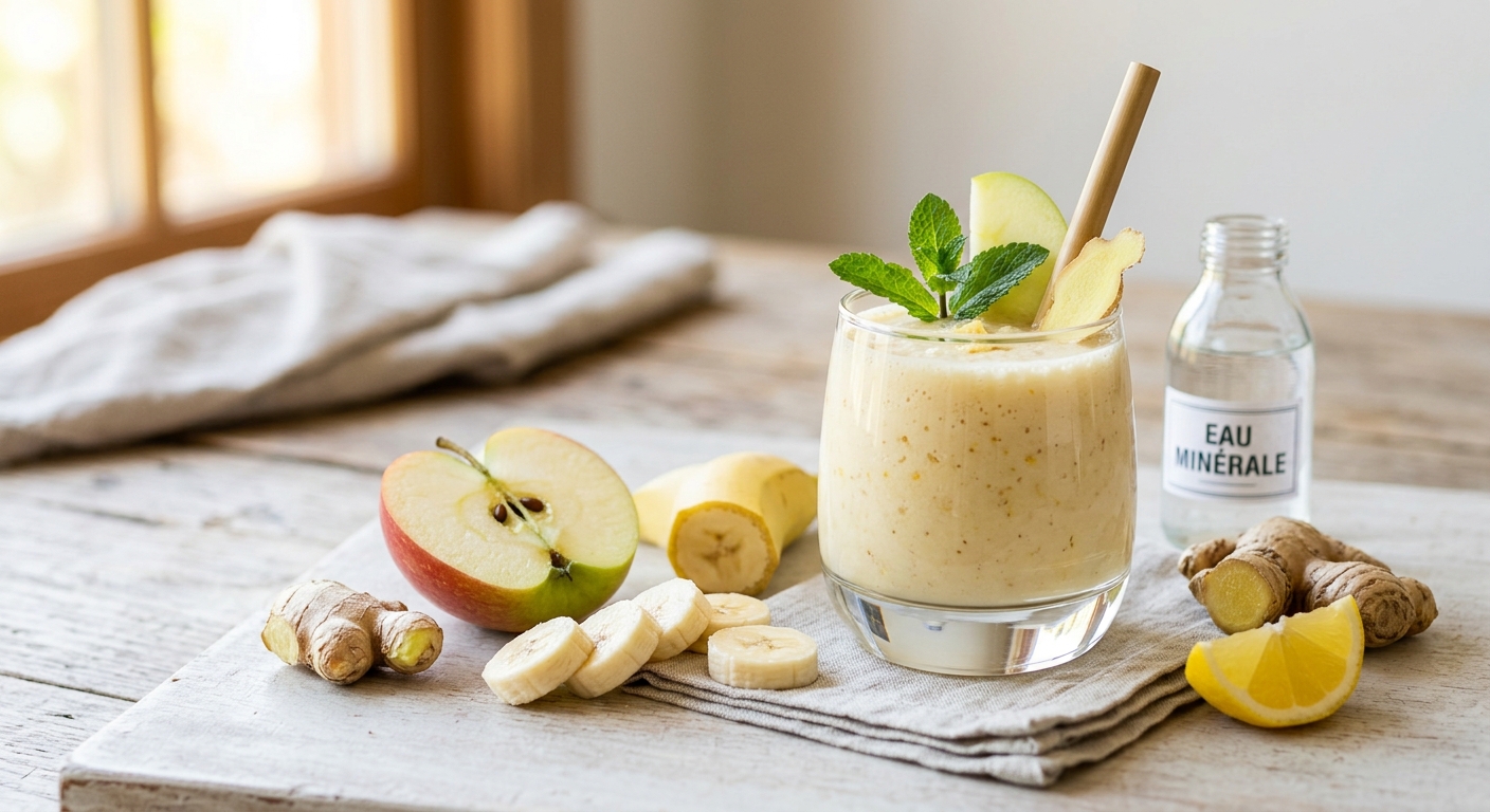 Smoothie pomme banane gingembre