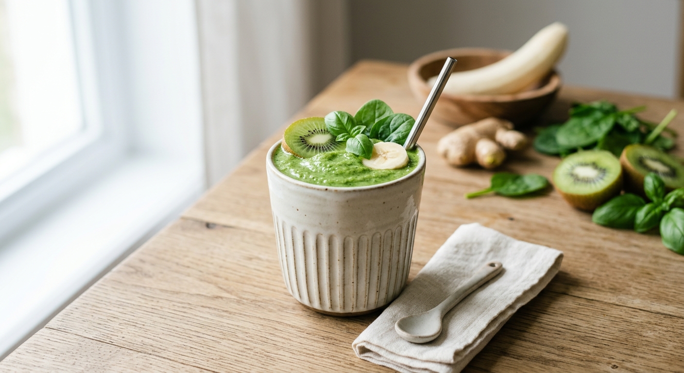 Smoothie vert kiwi épinard banane