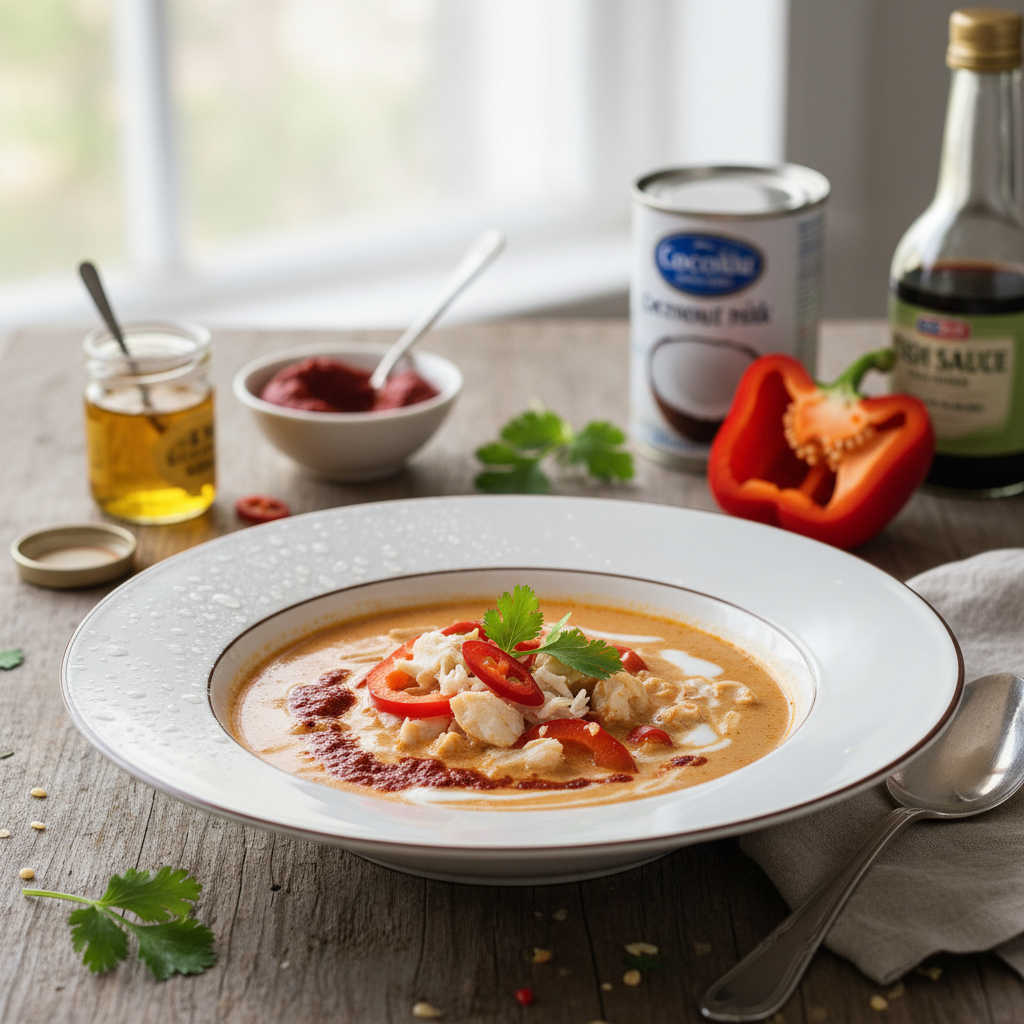 Soupe à la noix de coco et au crabe