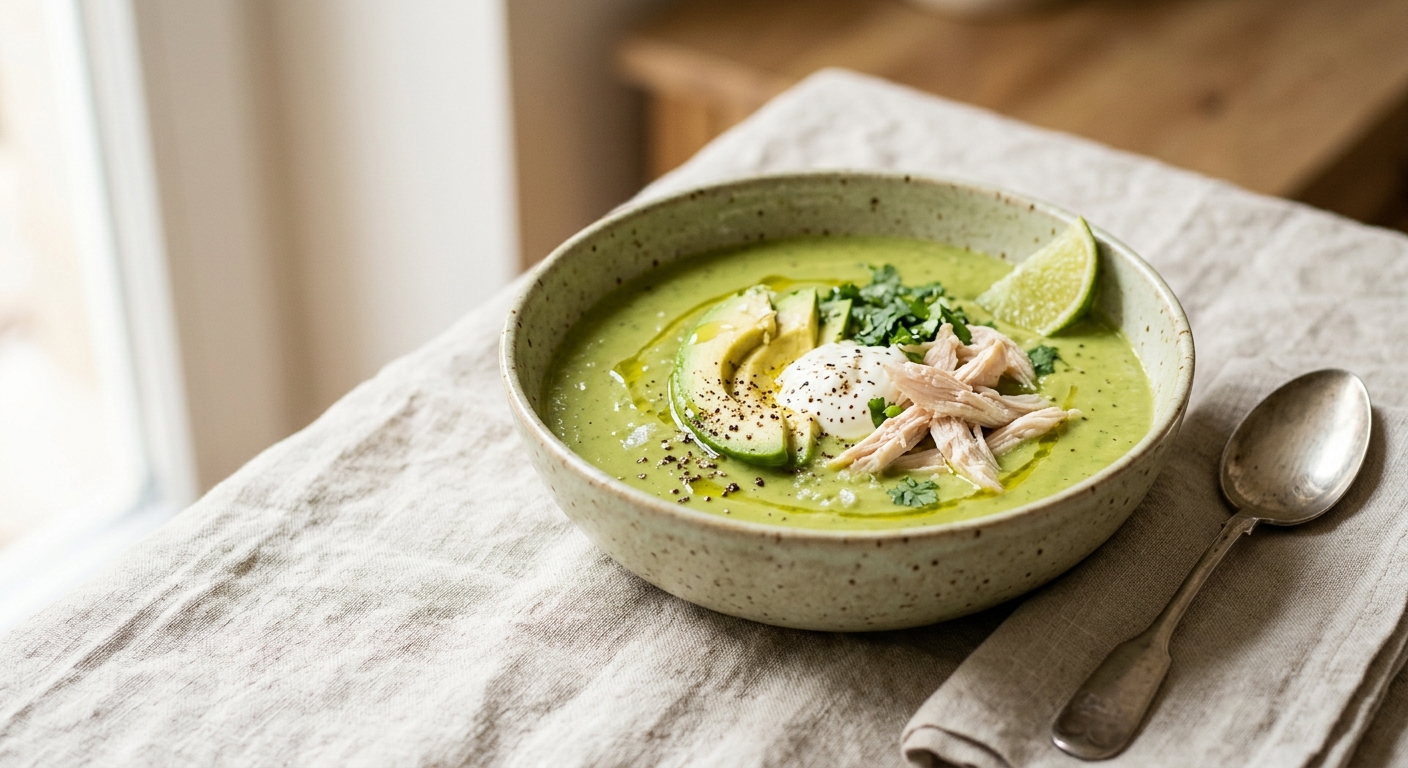 Soupe à l'avocat et poulet