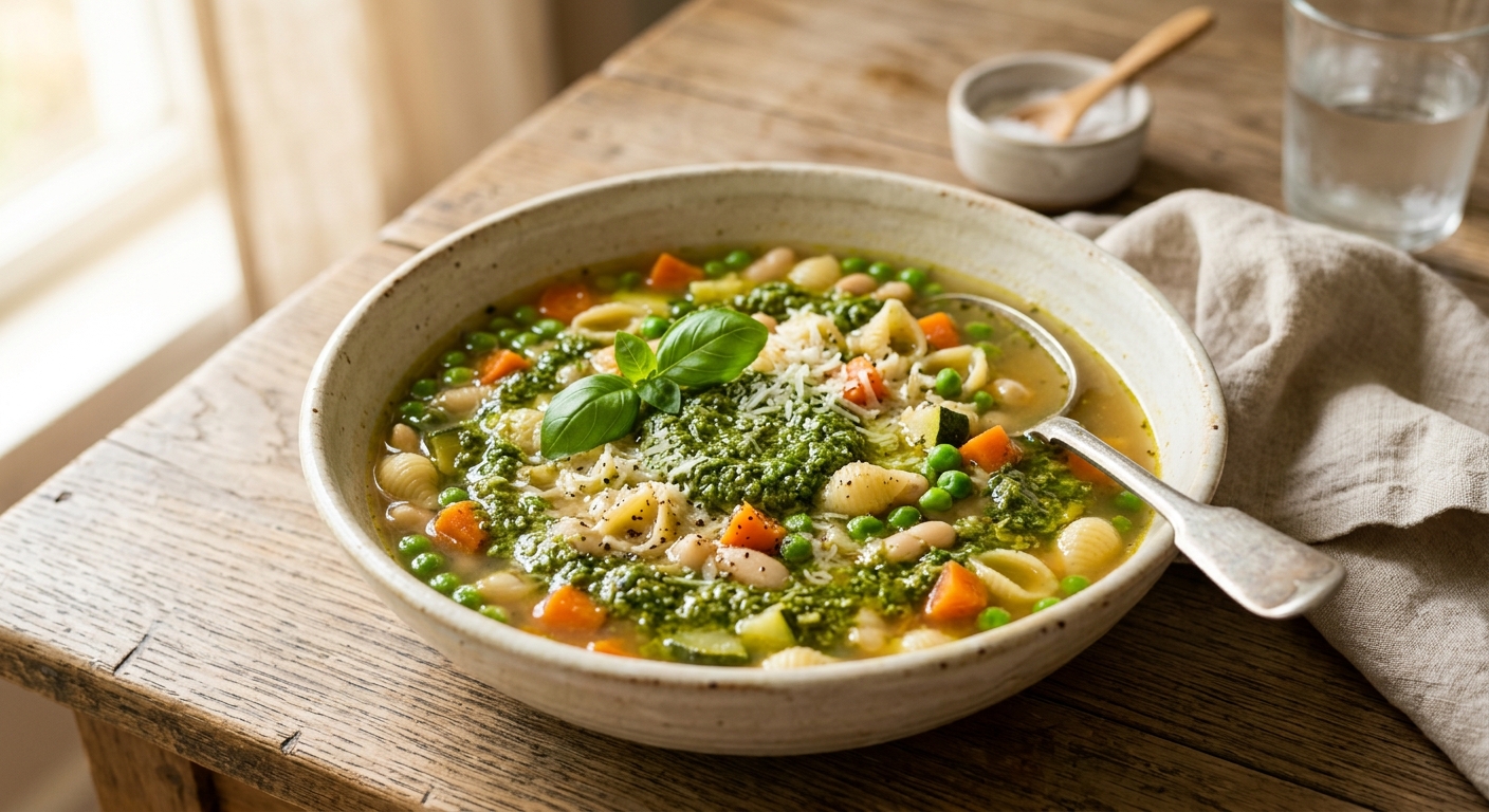 Soupe au pistou et petits pois