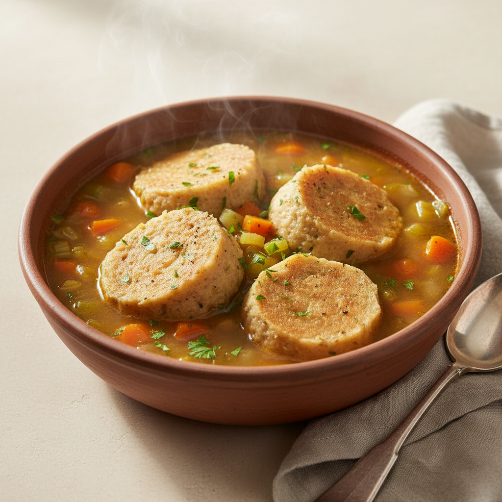 Soupe aux boulettes de pain