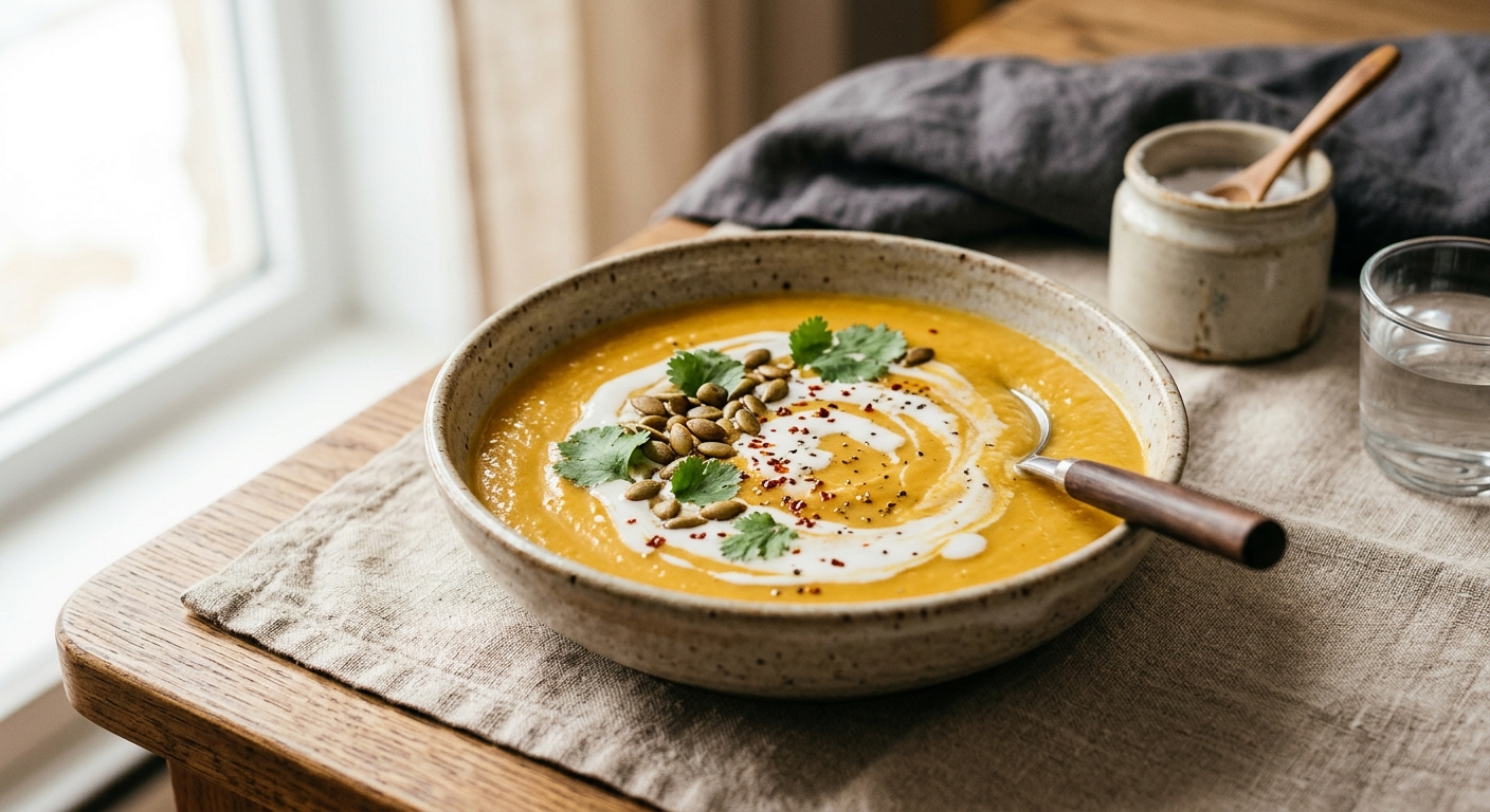Soupe de butternut au lait de coco et au curry