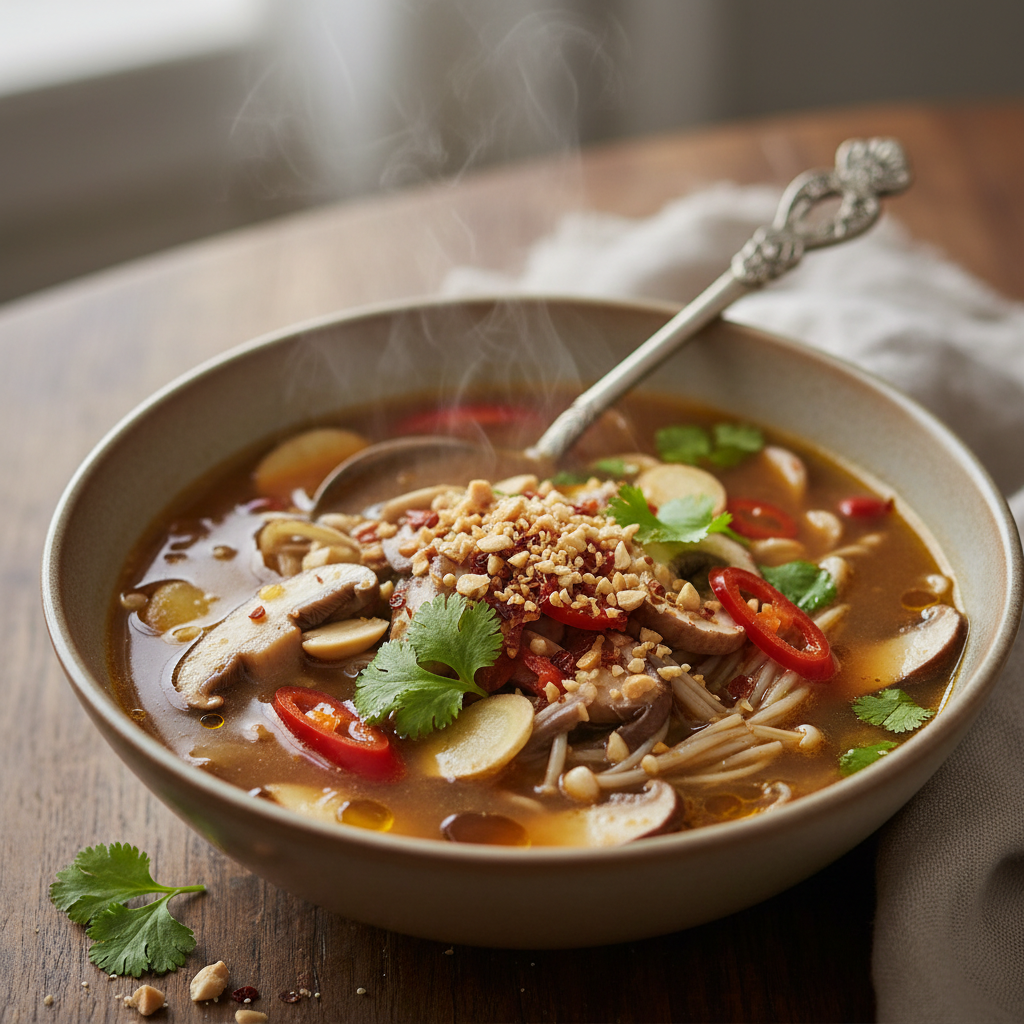 Soupe de champignons aigre et piquante