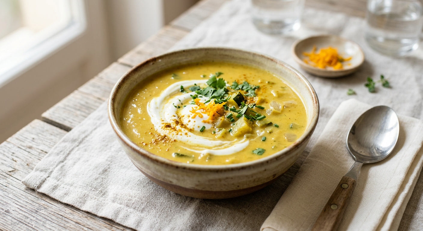 Soupe de courgettes au curry