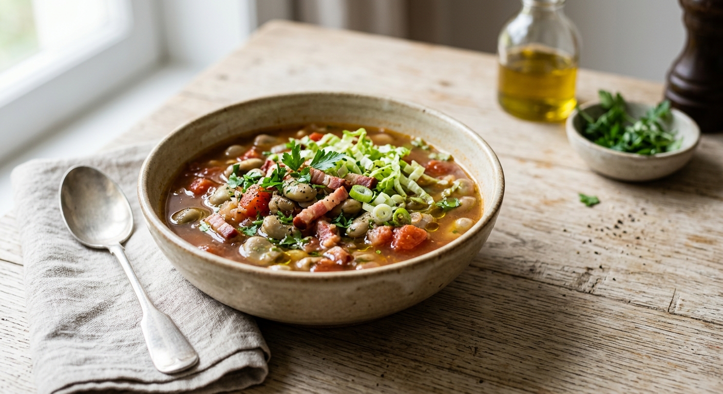 Soupe de fèves au lard