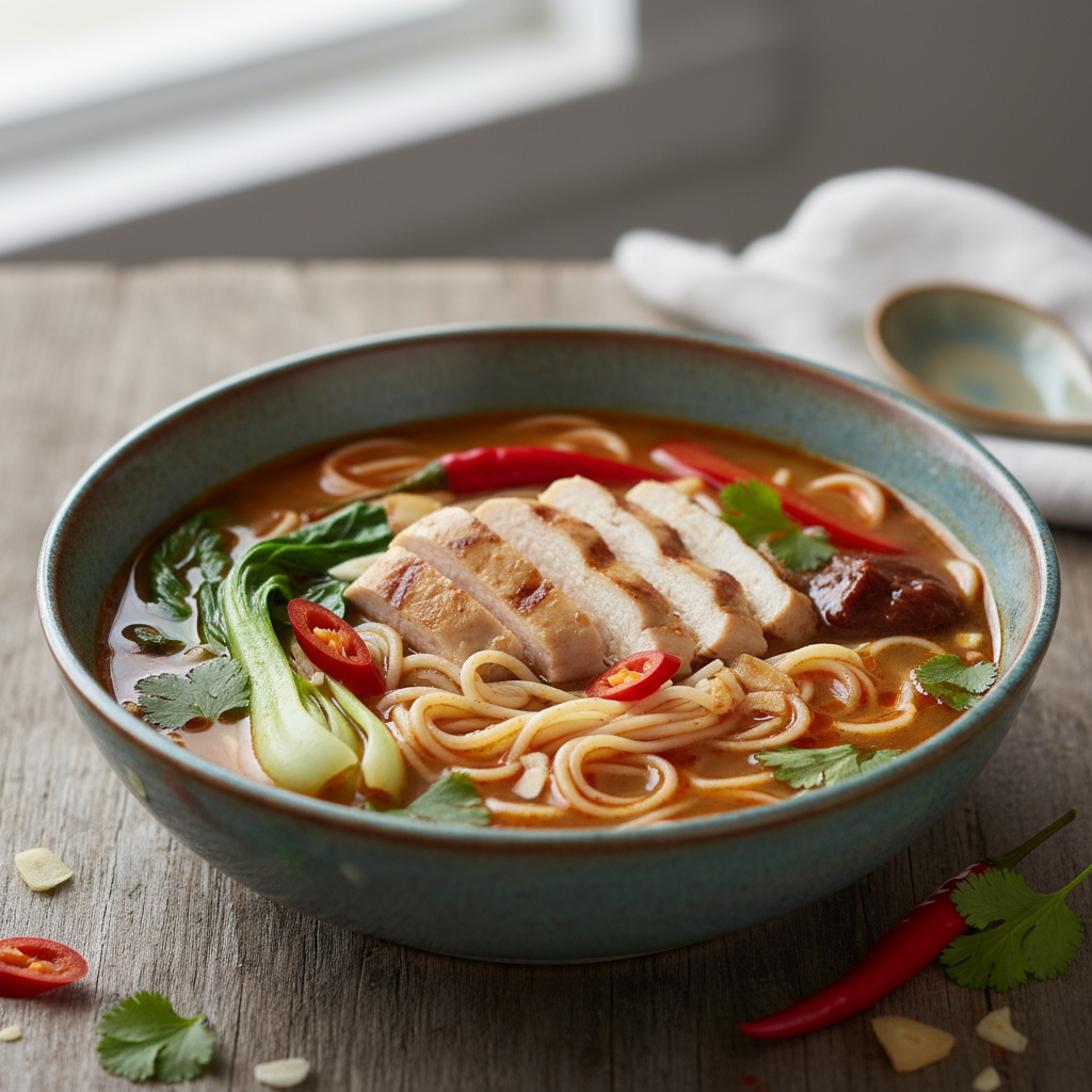 Soupe de nouilles épicée au poulet