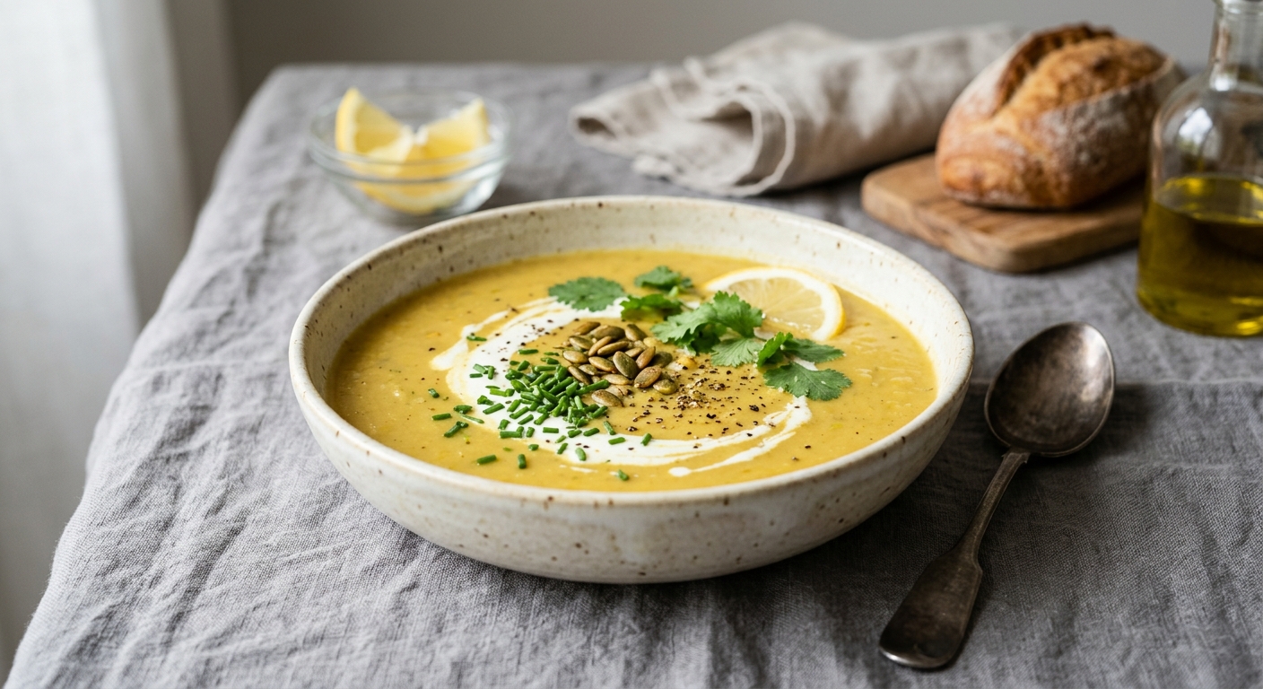Soupe de poireaux et pomme de terre au curry