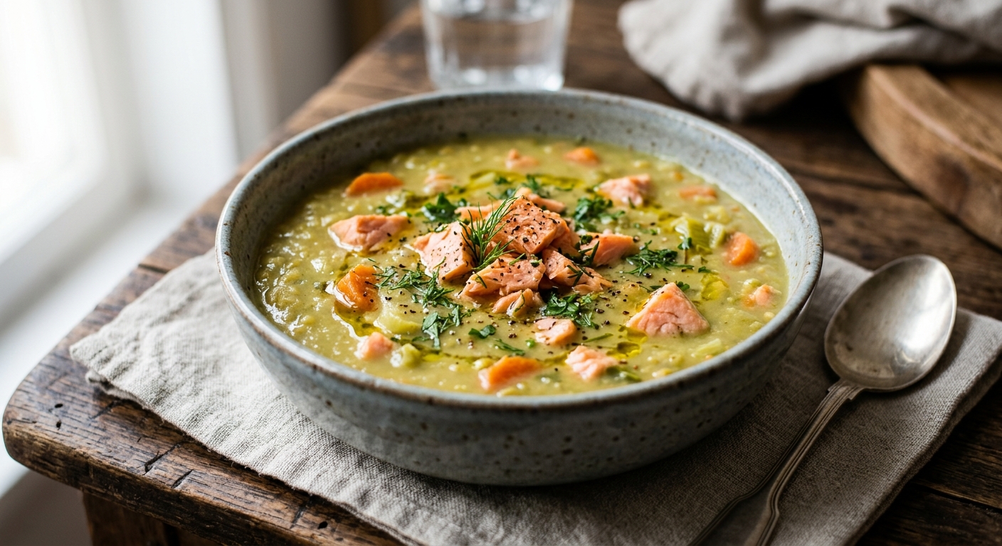 Soupe de pois cassés au saumon (Hollande)