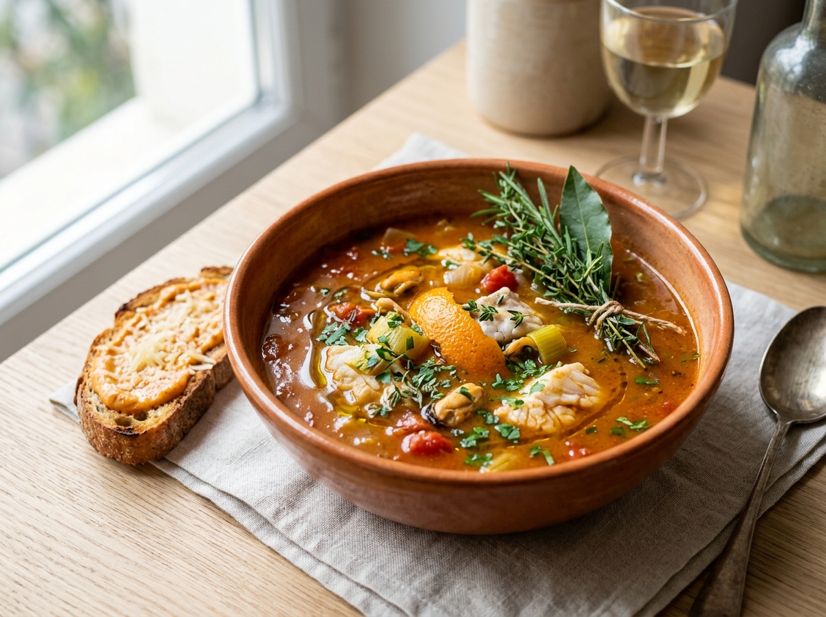 Soupe de poissons au bouquet provençal