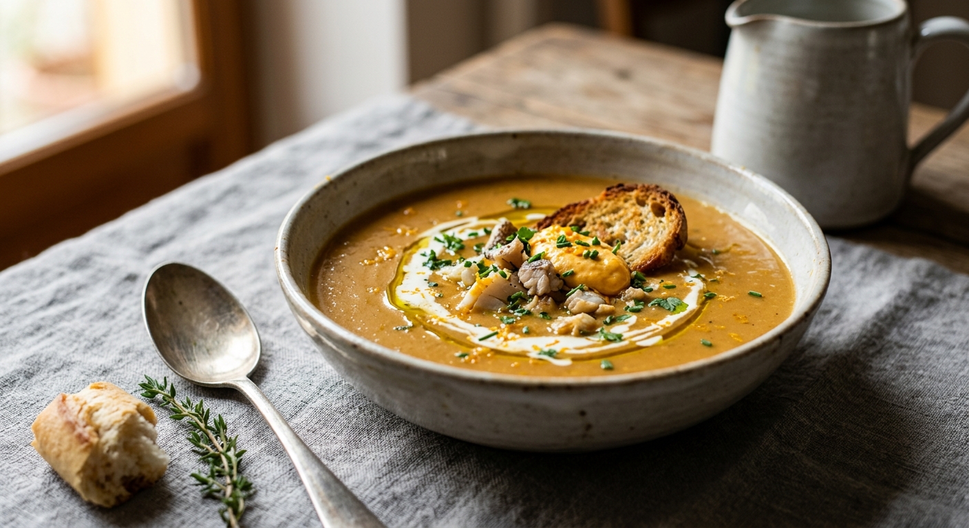 Soupe de poissons d'eau douce au cognac