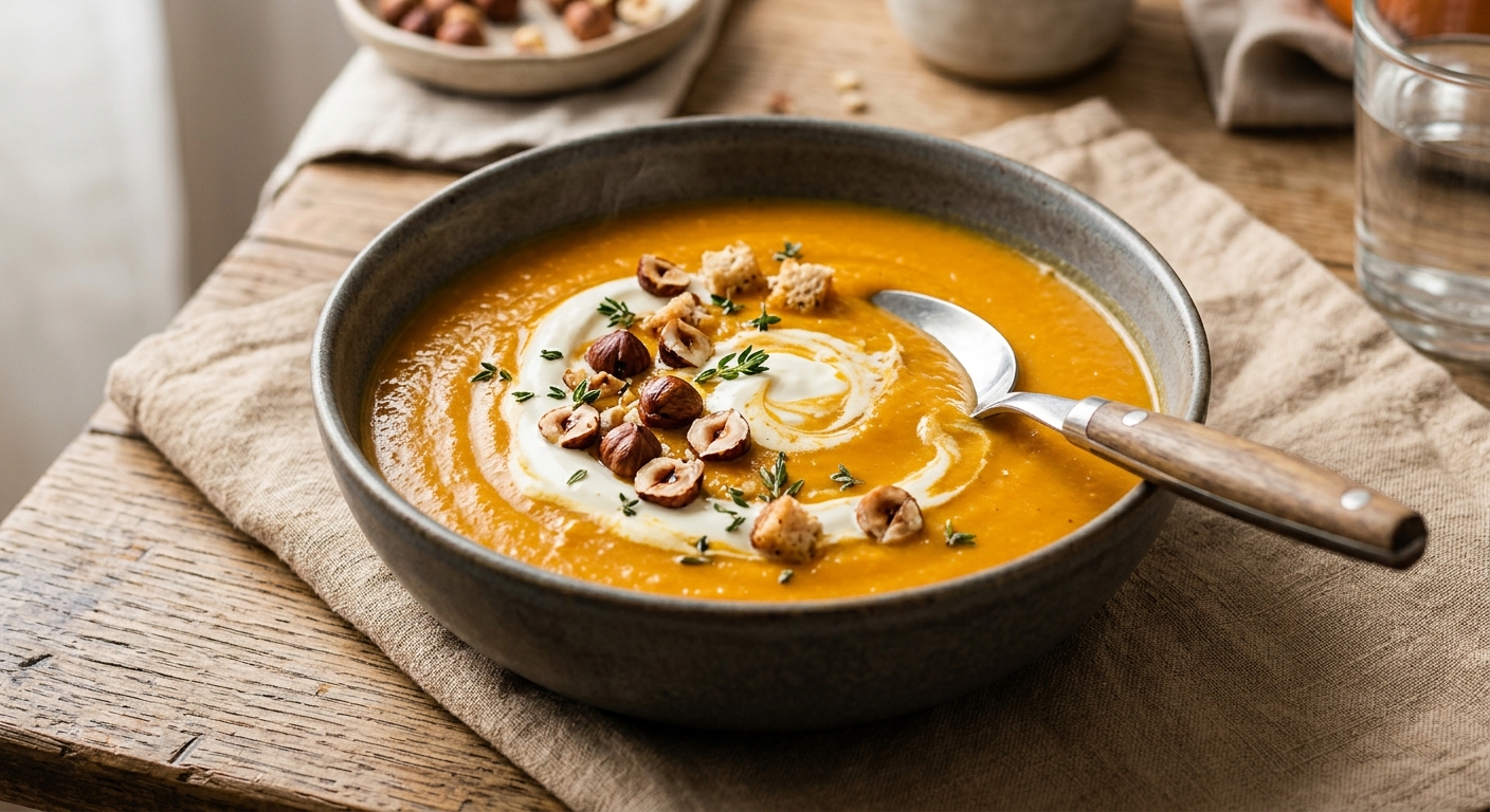 Soupe de potimarron aux noisettes