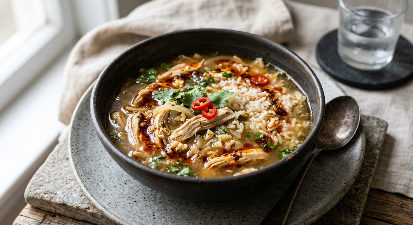 Soupe de poulet pimentée