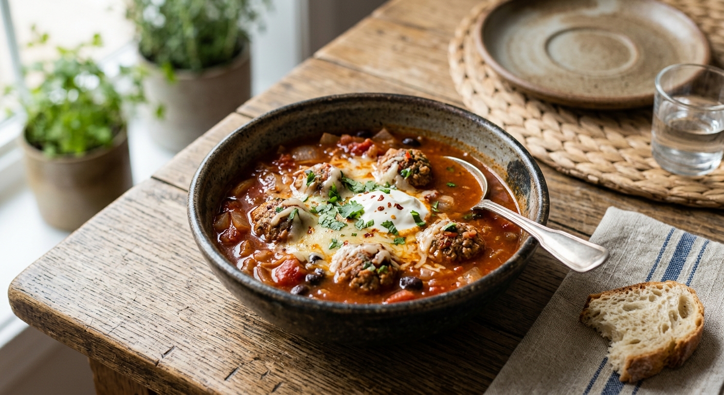 Soupe mexicaine aux boulettes