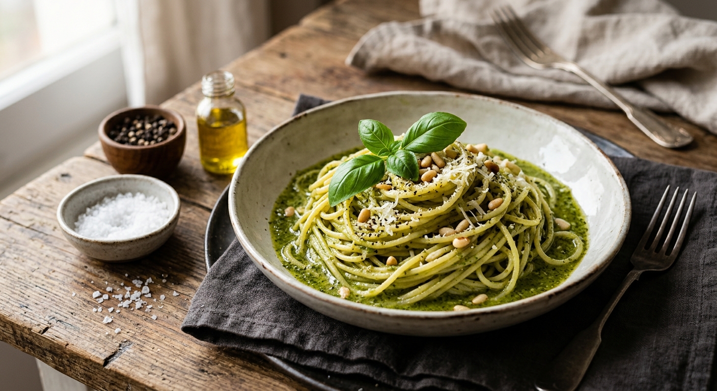 Spaghetti au pesto maison