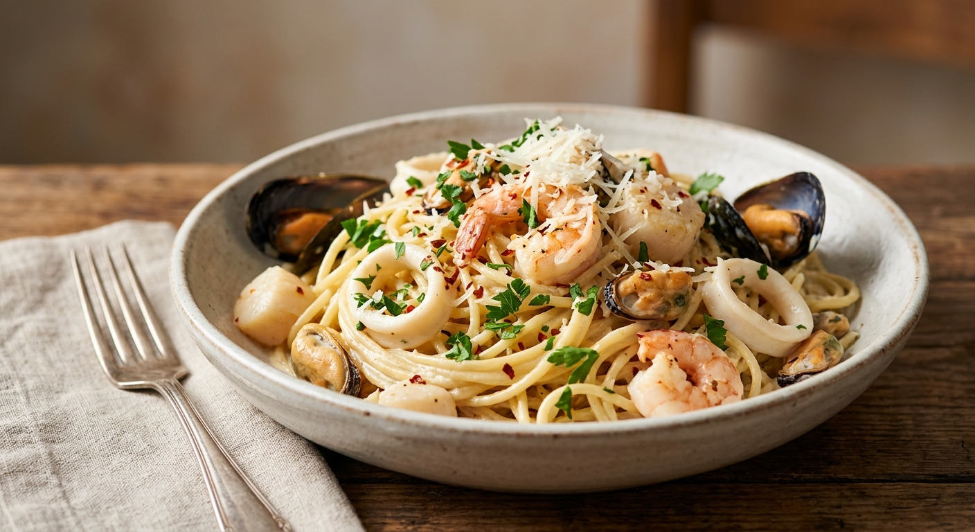 Spaghetti aux fruits de mer express