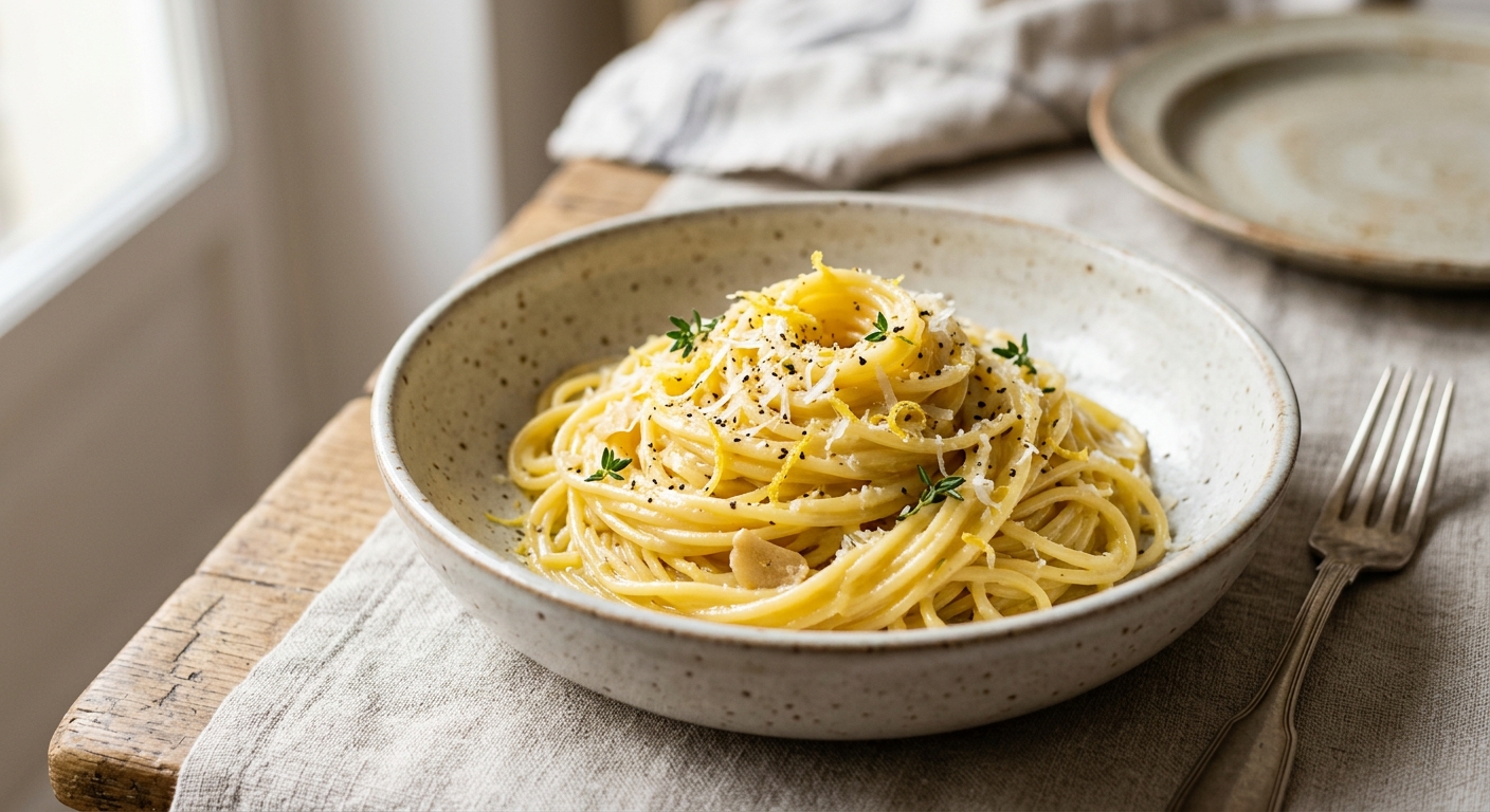 Spaghetti express au citron et parmesan