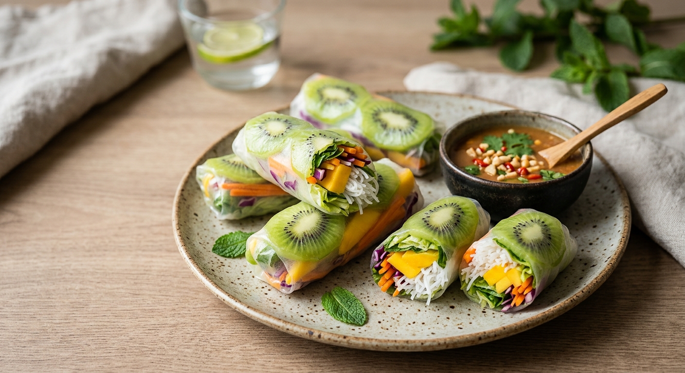 Spring rolls au kiwi (rouleaux de printemps)