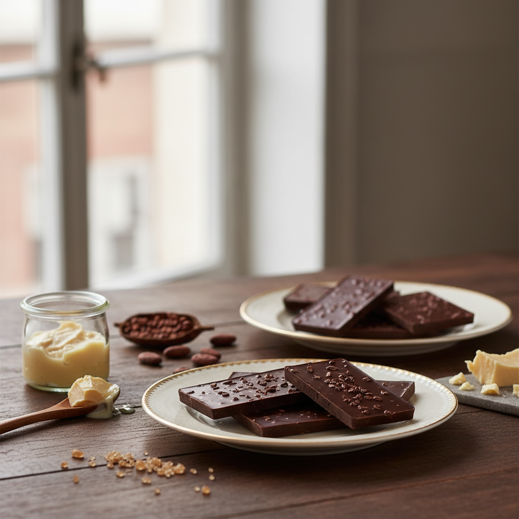 Tablettes de chocolat maison sans sucre blanc