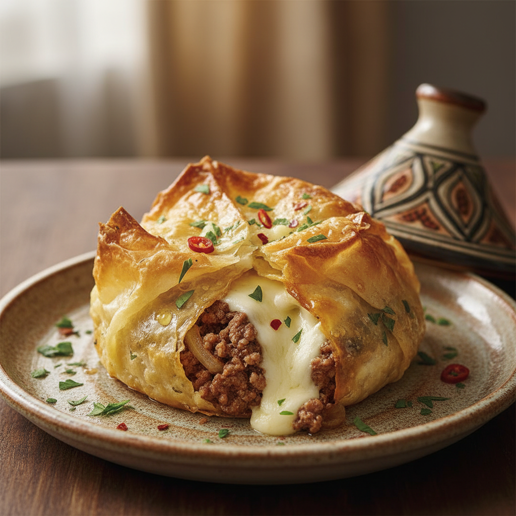 Tajine au fromage et feuilles de brick