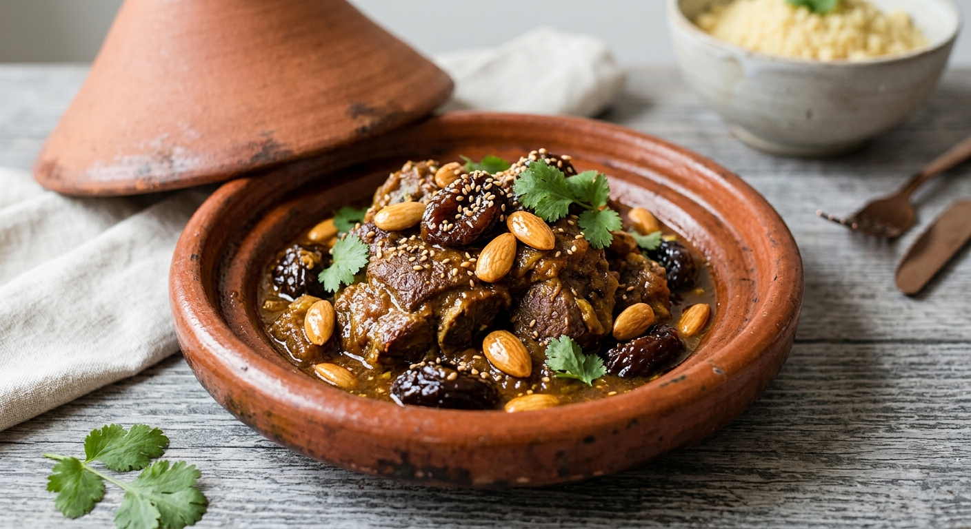 Tajine d'agneau aux pruneaux et aux amandes
