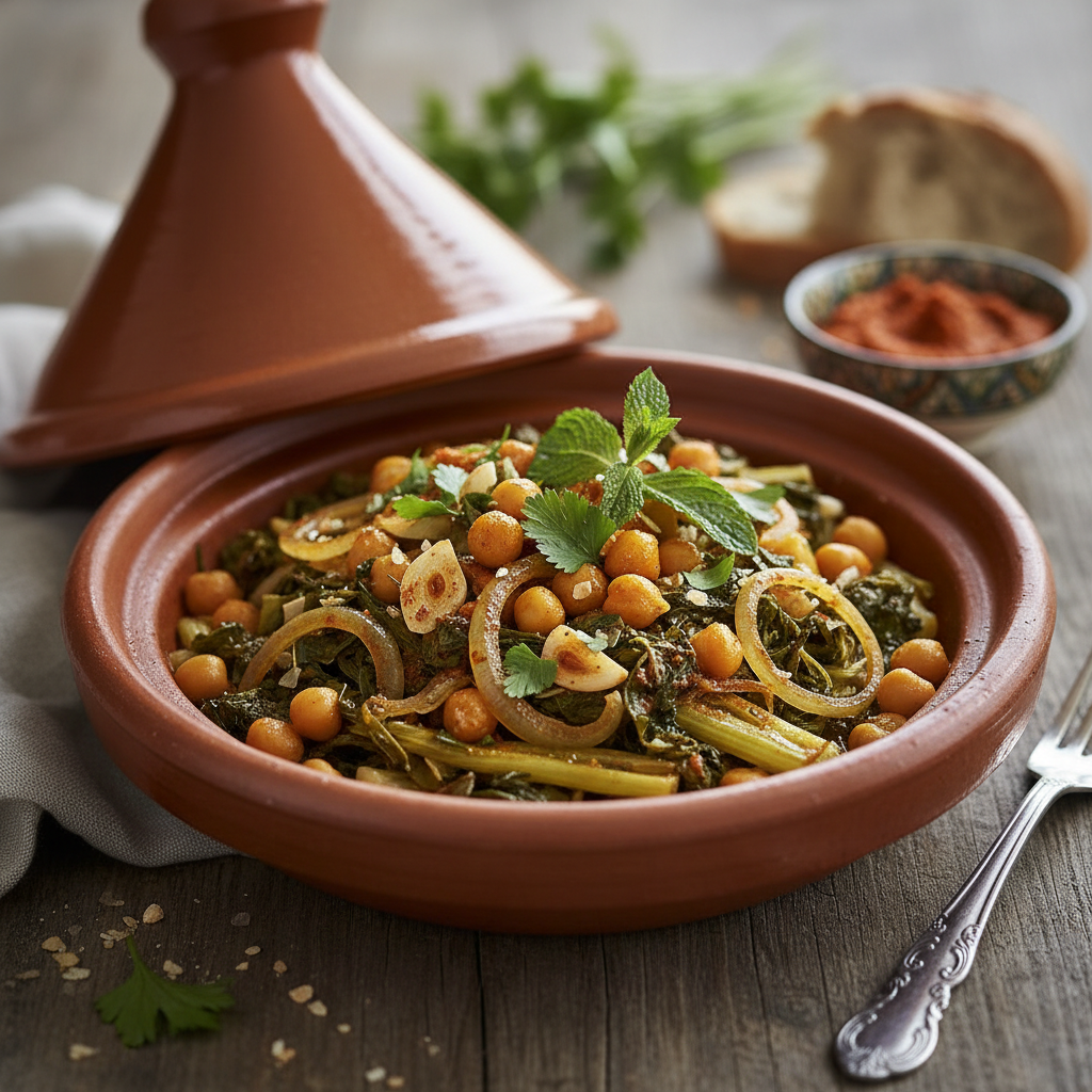 Tajine de chicorée et de pissenlits