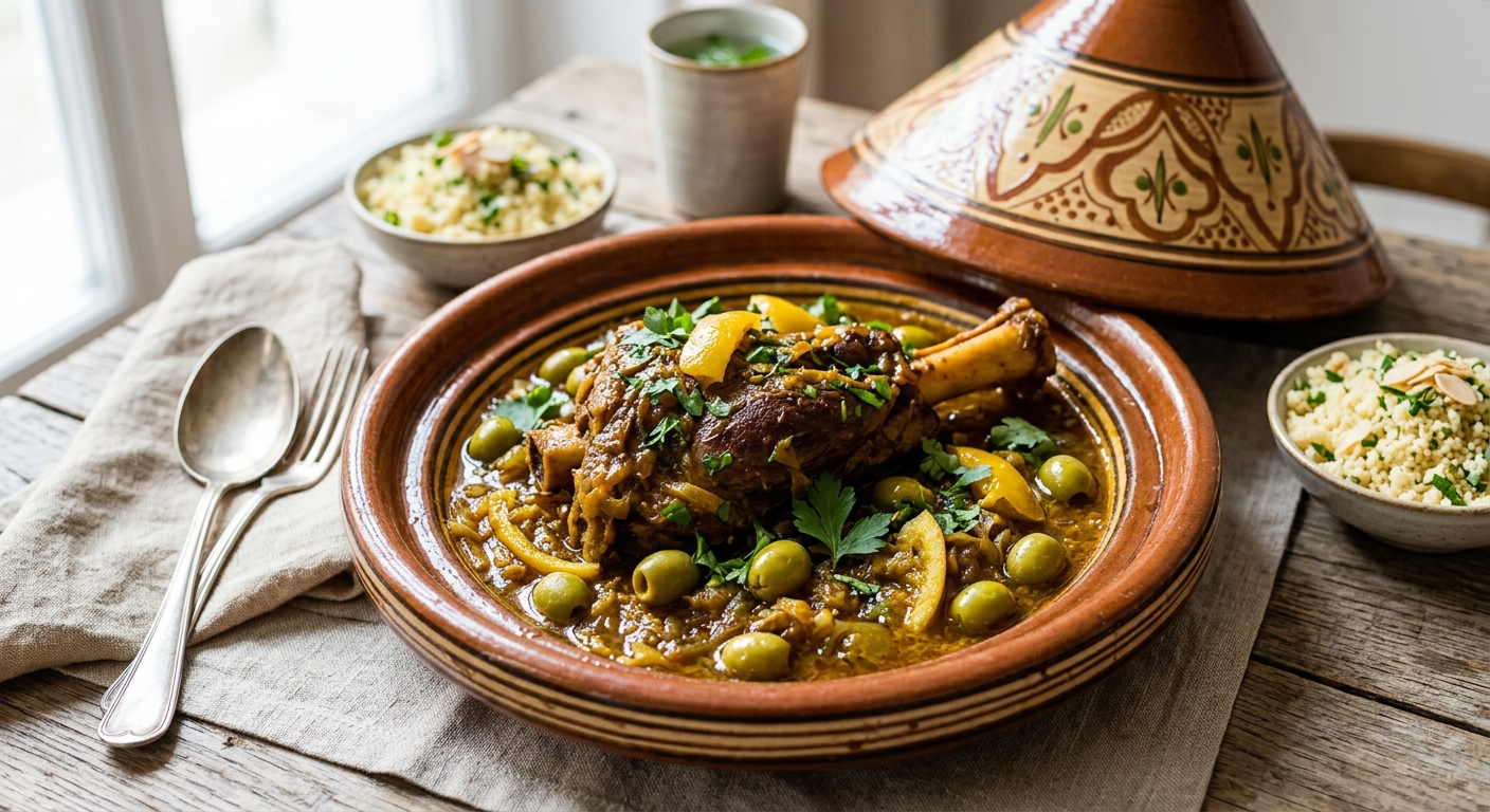 Tajine de veau aux olives et citron confit