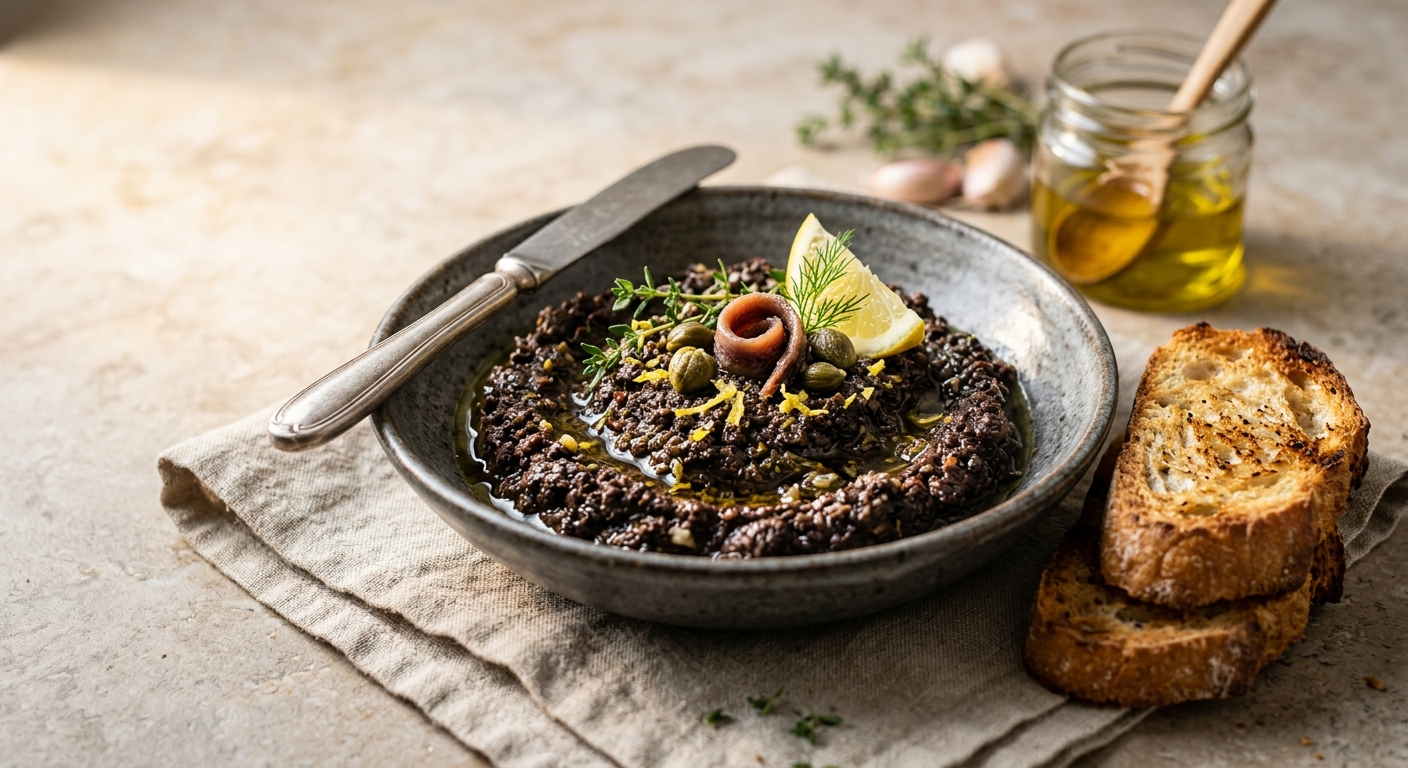Tapenade d'olives noires, câpres et anchois