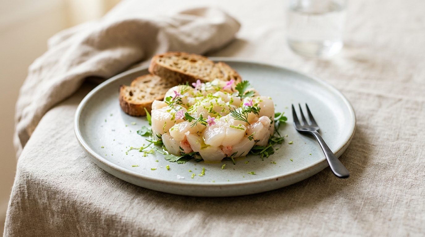 Tartare de Saint-Jacques aux litchis