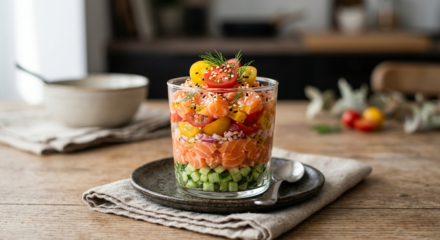 Tartare de saumon surprise en verrine