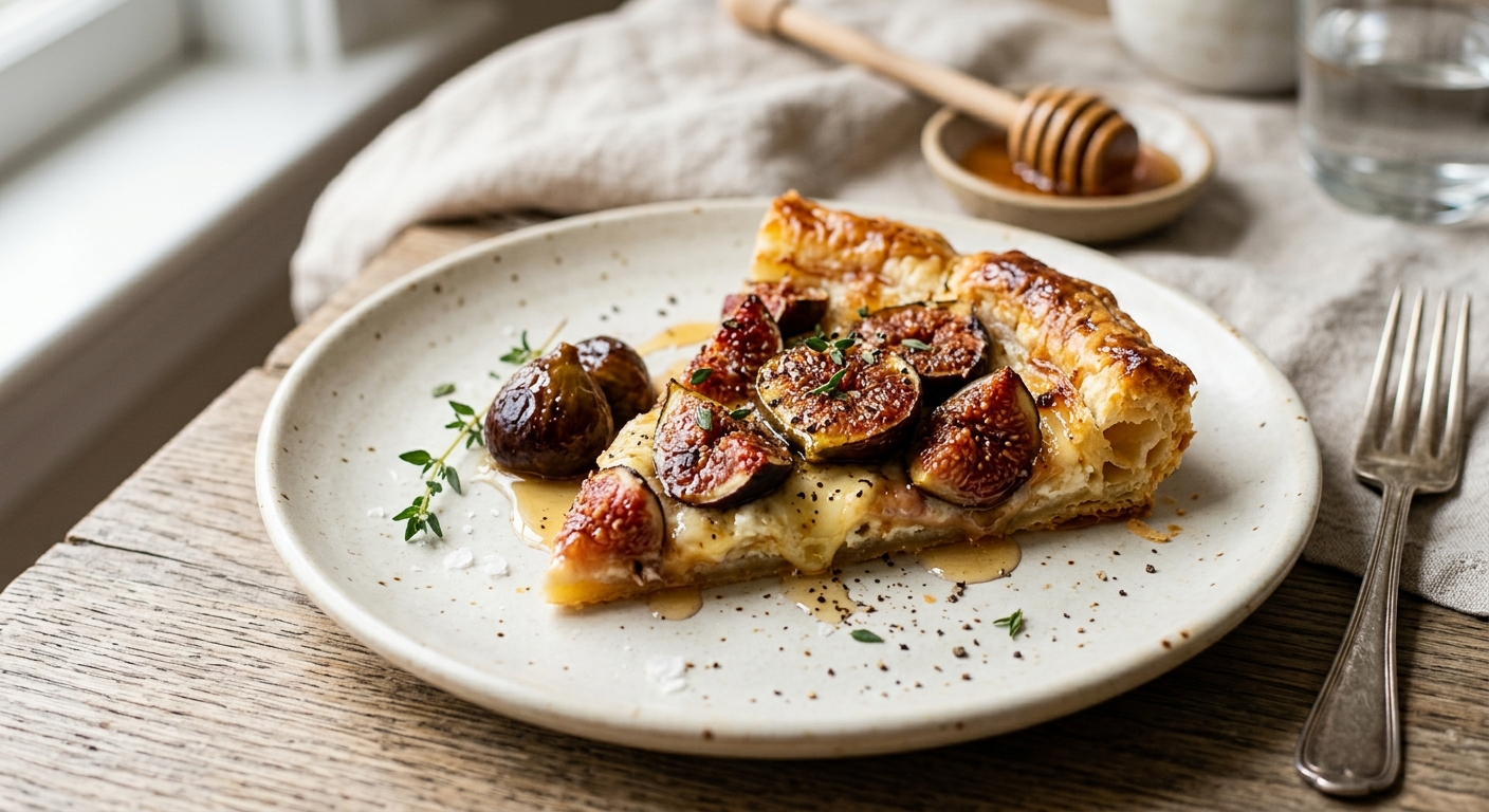 Tarte aux figues, fromage et miel