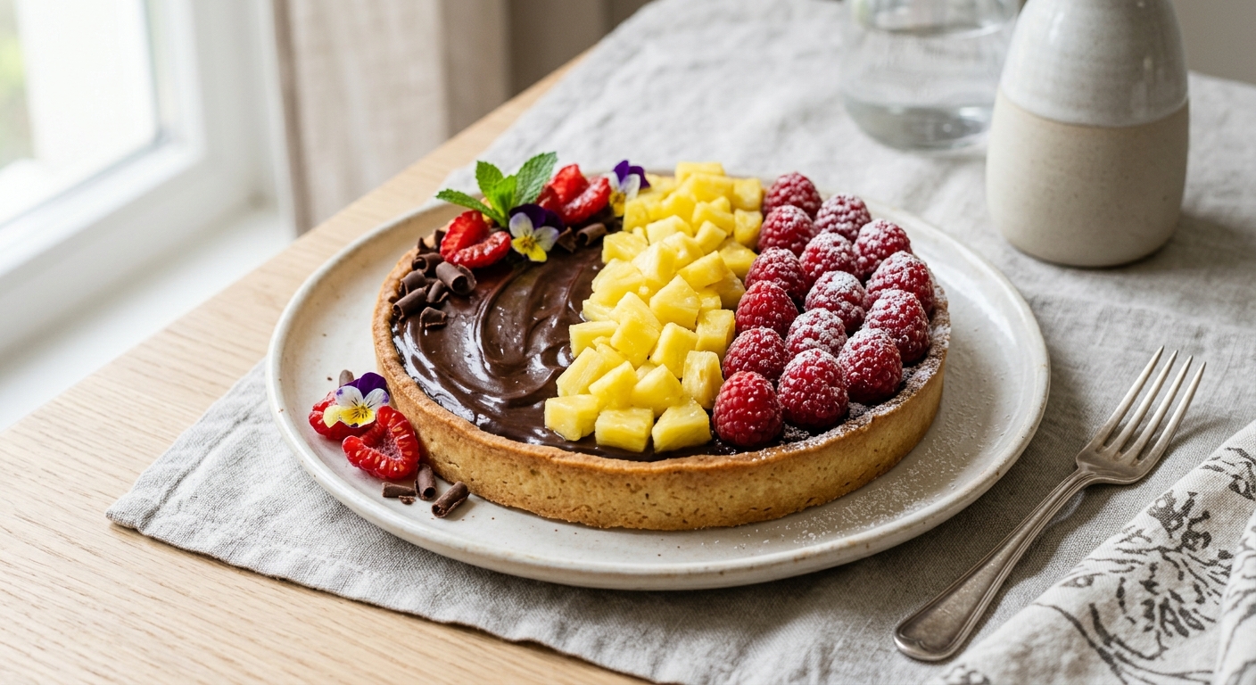 Tarte chocolat framboise ananas - drapeau belge