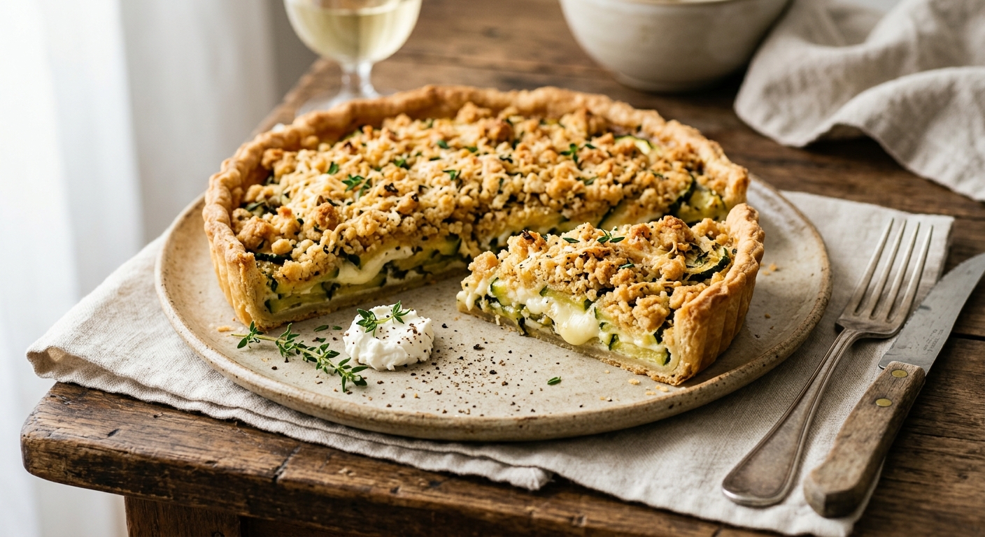 Tarte Crumble de Courgette et Chèvre