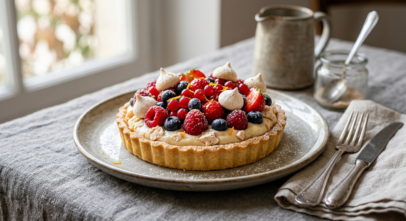 Tarte facile aux fruits rouges d'été et meringues