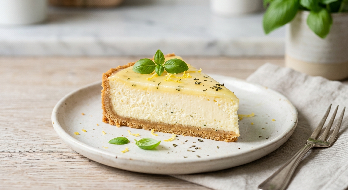 Tarte façon cheesecake citron-basilic