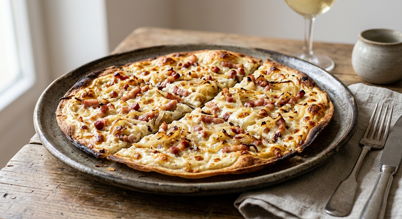 Tarte flambée alsacienne maison - Flammenküche ou Flammekueche