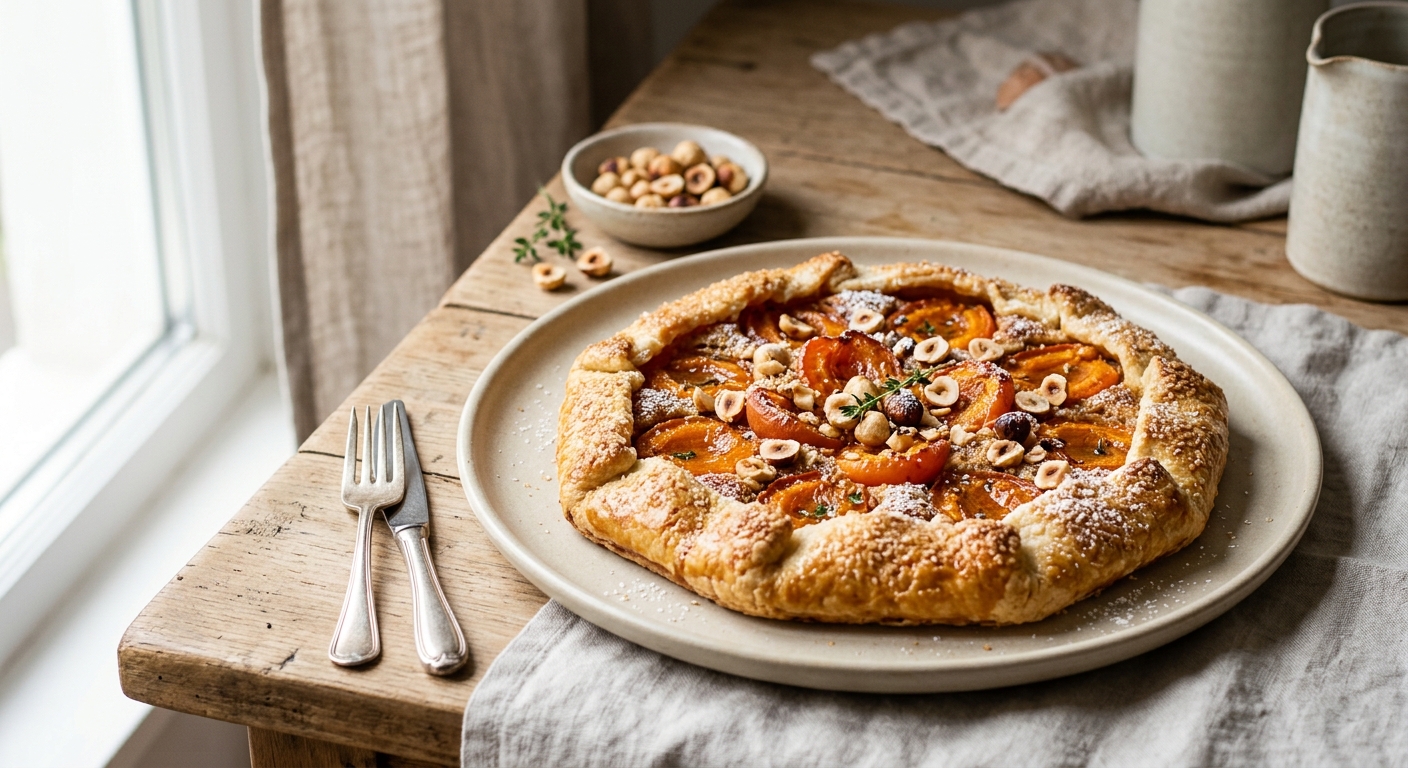 Tarte rustique abricots et noisettes