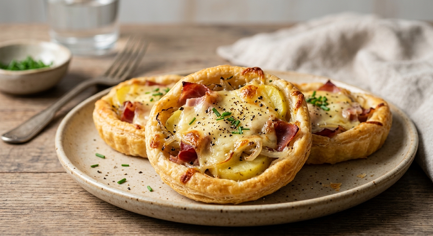 Tarteclette : tarte à la raclette et charcuterie
