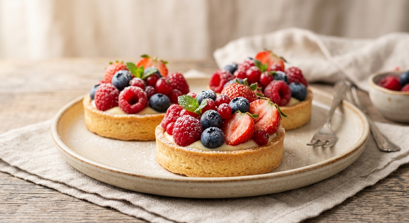 Tartelettes aux fruits rouges, pâte sablée et crème pâtissière maison : pour une tarte gourmande