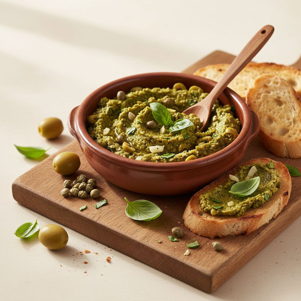 Tartinade d'olives vertes au basilic